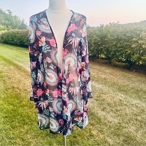 UK2LA sheer floral open front kimono